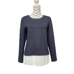 CROWN & IVY Navy Blue Long Sleeve Top Size: Small